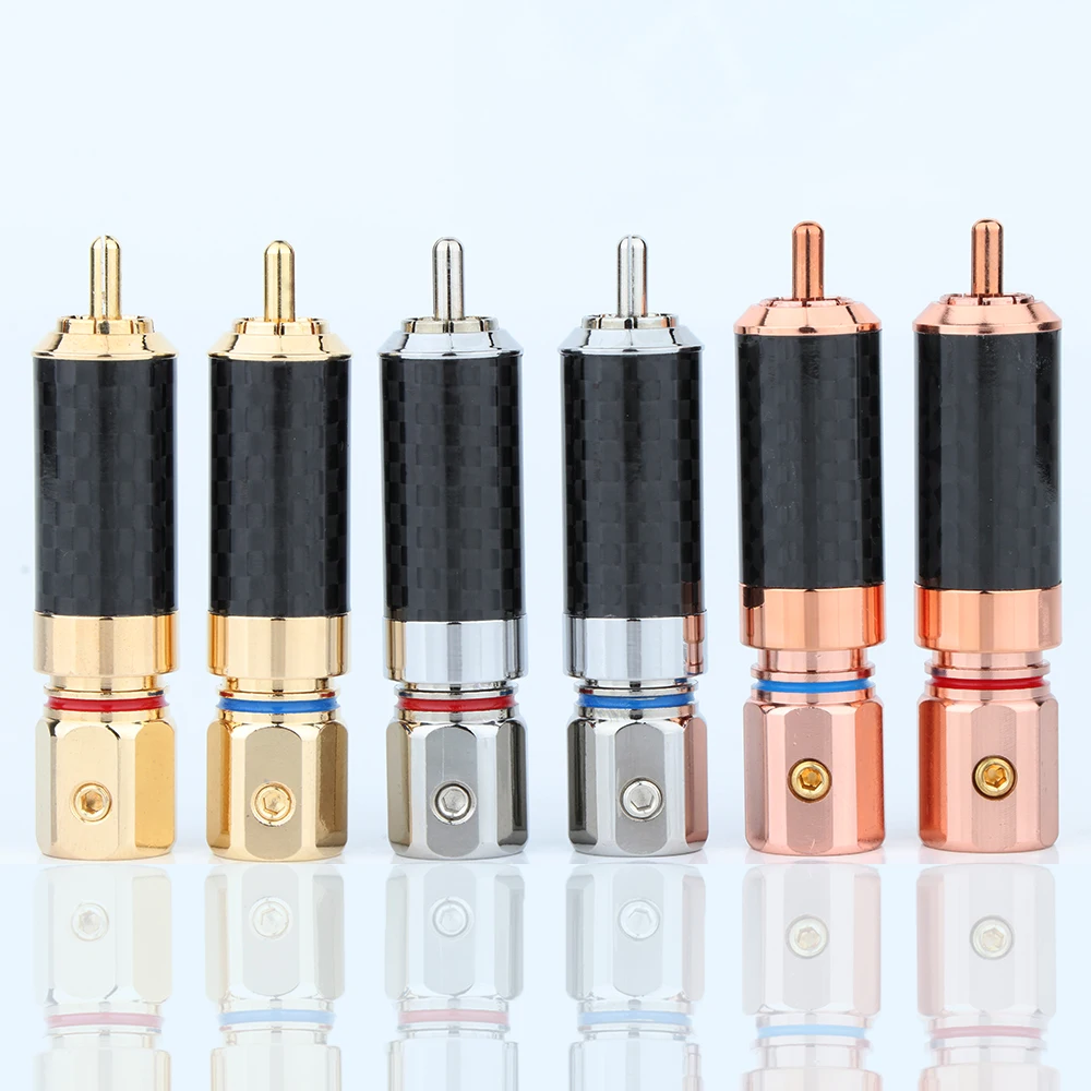 

4Pieces R1700 R1701 R1741 OEM High Quality Gold Plated Carbon Fiber RCA Plug Connector Screw Locking RCA Audio Plug
