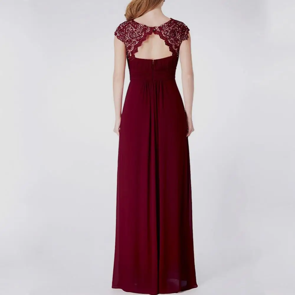 Hot Sale Fomal Christmas Elegant Dresses For New Year 2022 Ladies Lace Flower Backless Solid Color Evening Party Long Maxi Dress