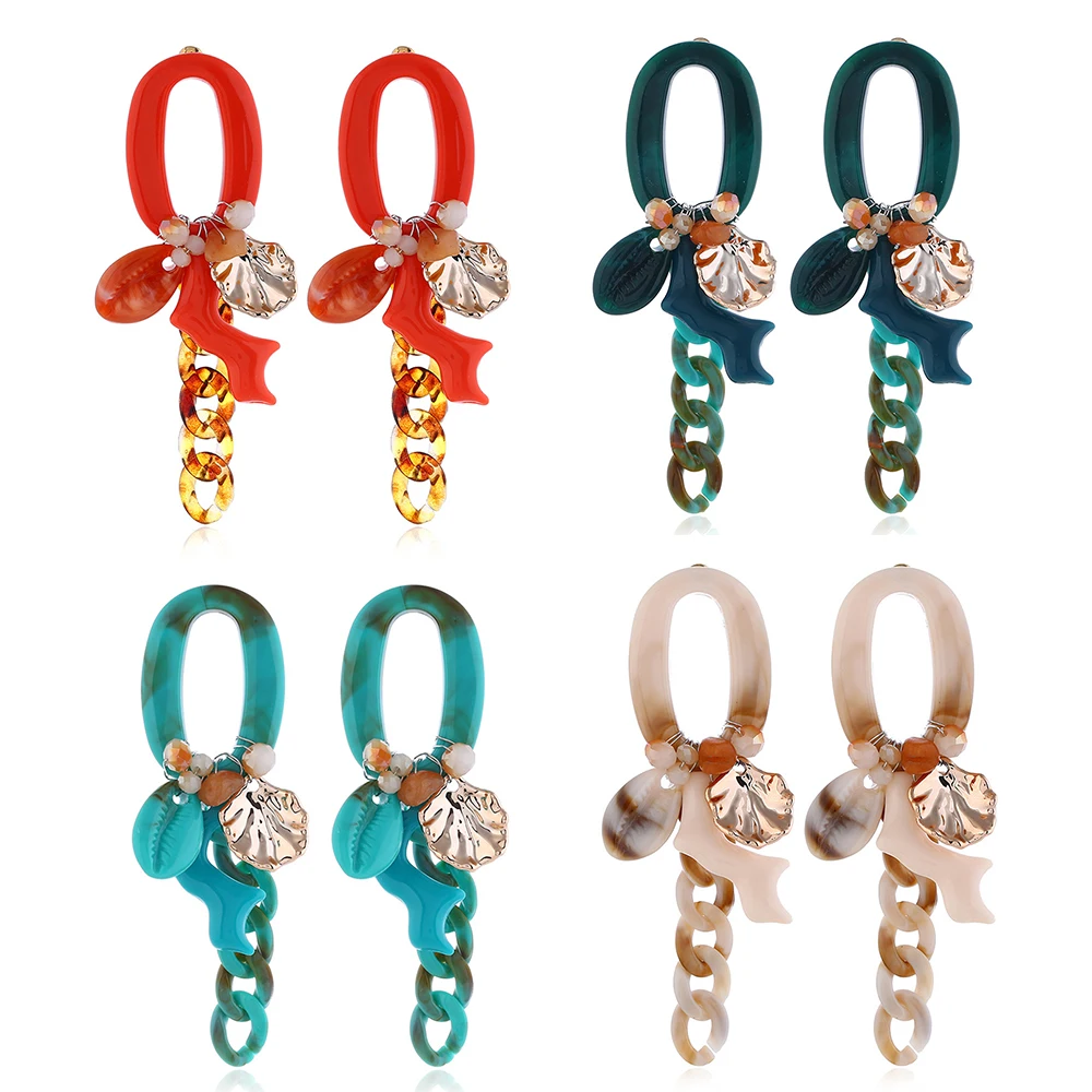Boho Цветок Для женщин мотаться себе серьги смоленая оболочка коралловый слоев серьги винтажная Этническая биж