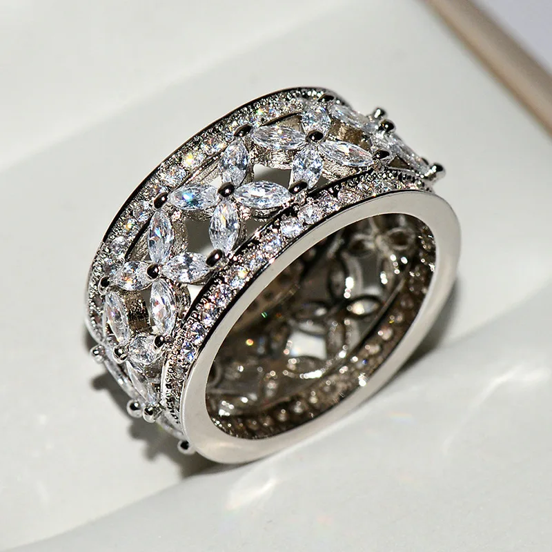 

Новинка 2021, модное богемное кольцо с белой циркониевой серебряной пластиной для женщин, ювелирные изделия для свадьбы, помолвки вечерние вечеринки, Подарок на годовщину, оптовая продажа