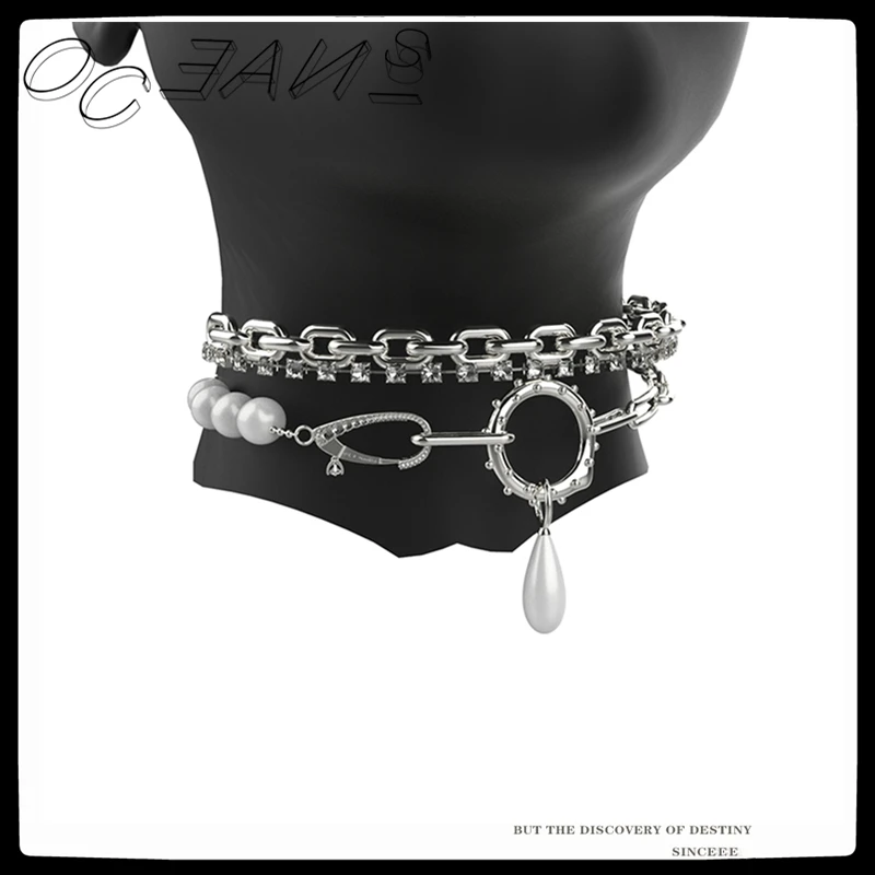 

SexMara 2021 Trend Brand New Punk Exaggerated Rhinestone Pearl Multilayer Clavicle Chain Necklace For Women Girls Party Jewelry