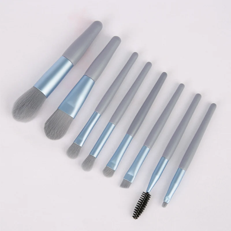 

8Pcs Mini Makeup Brushes Eyebrow Powder Eye Shadow Blush Simple Wooden Handle Travel Portable Soft Hair Beauty Tool EY66