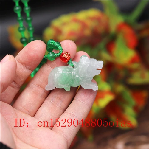 3D резной натуральный Изумрудный нефрит волк собака кулон бусы ожерелье Шарм