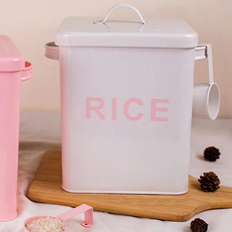 Розовые бочки для хранения еды домашних животных материал железного листа 4 5 л