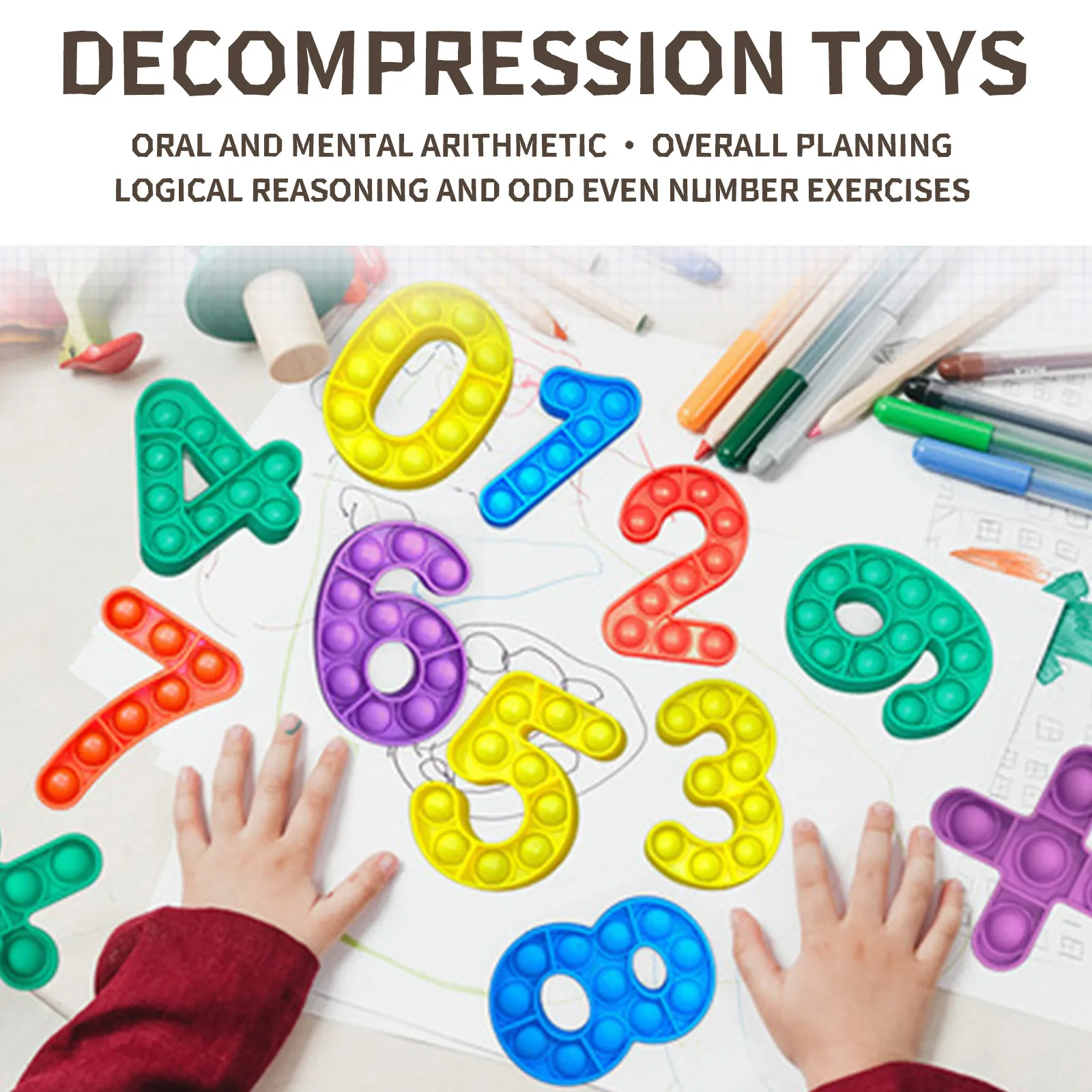 

Numbers Popet Fidget Toys Push Bubble Anti stress Silicone Toys Desktop Children Adult Stress Reliever Fidget Board Game
