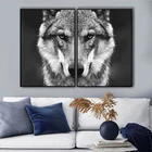 Nordic Волчья Голова Wall Art фотографии дикая Животные Плакаты черный, белый цвет холст для живописи принт для дома, комнаты, офиса украшения без рамы