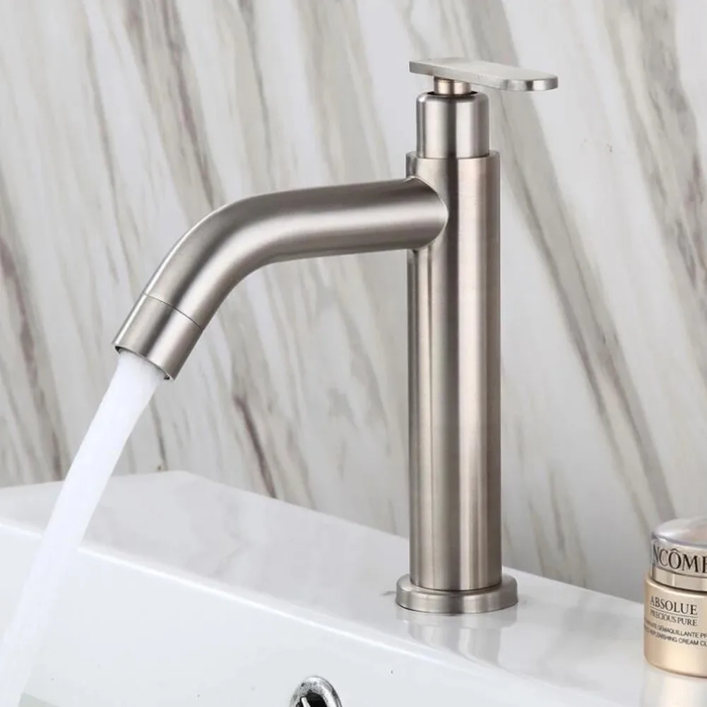 

Bathroom Basin Faucet Waterfall Tall Sink Vessel Tap Stainless Steel Single Cold Single Hole Toilet Water Tap