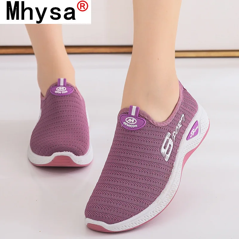 Fashion Women's Shoes 2021 Spring Mesh Breathable Women's Casual Shoes New Light Asakuchi Sneakers Soft Bottom Mother Shoes