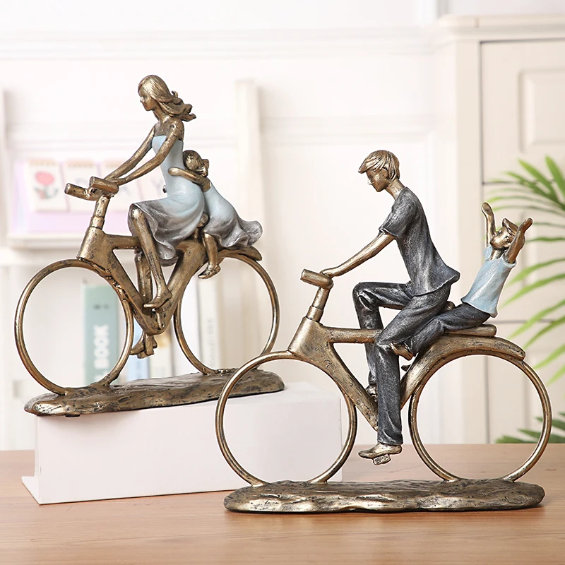 Bike Parents Figure Father Resin Mother Miniature Daughter Decor Home Art and Craft Wedding Anniversary Gift for Son Ornament