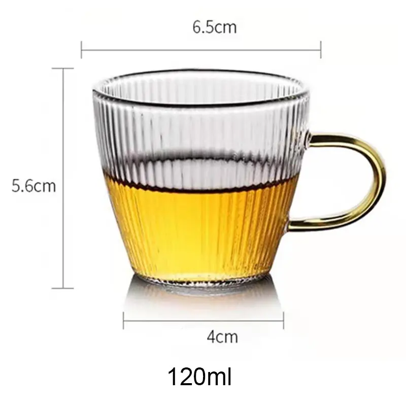 2 шт. термостойкая стеклянная чашка с вертикальными линиями 120 мл | Дом и сад