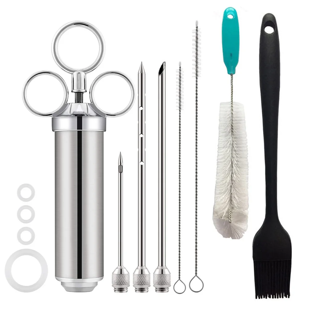 Барбекю гриль курильщик инжектор инжектора мяса из нержавеющей стали еда