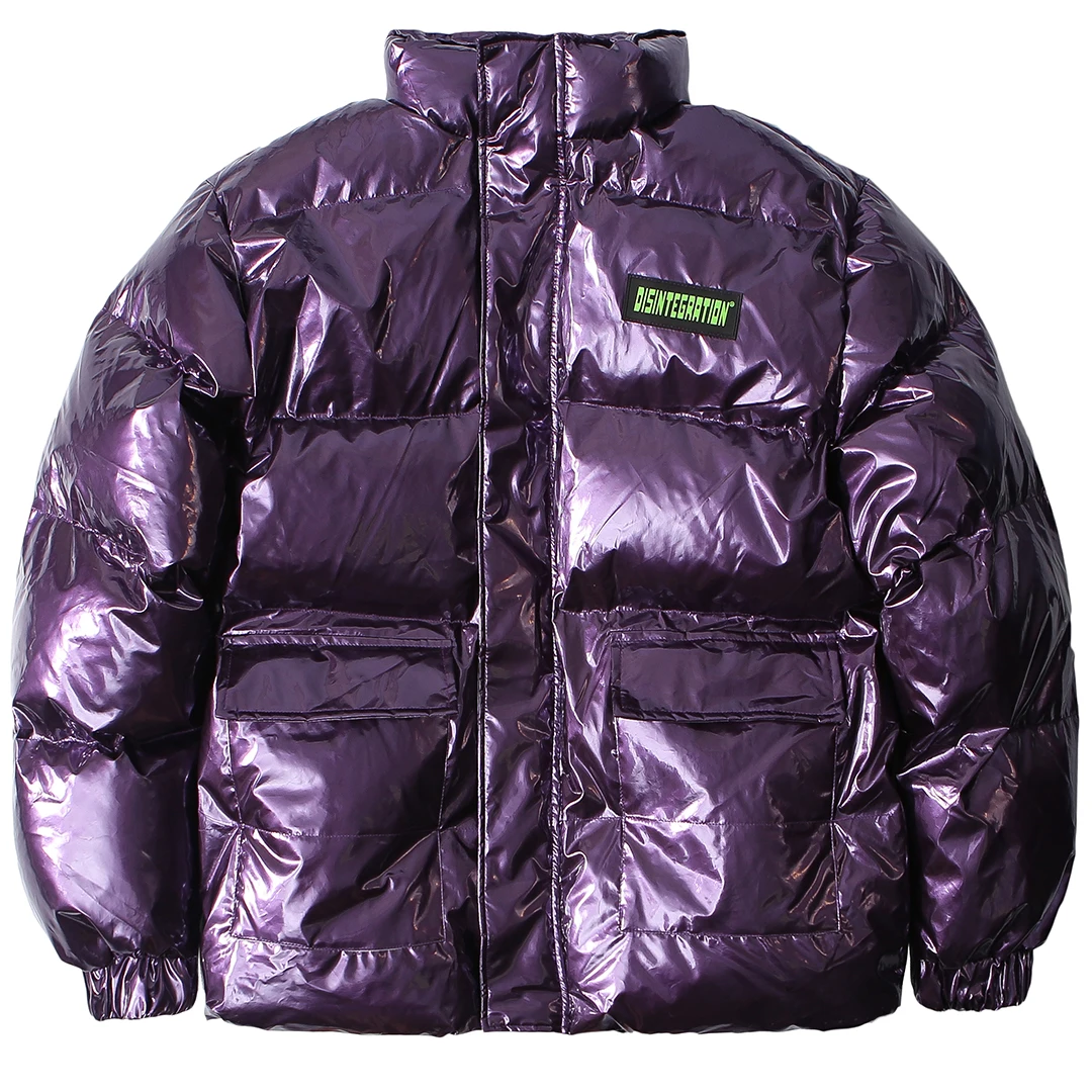 

Winter Warm Parkas Jackets Coats Men Glossy Purple Hip Hop Thick Parkas Men Windbreaker Oversize Puffer Jacket Male Outwear