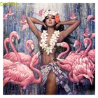 Полноразмерная алмазная живопись, вышивка крестиком, Пляжная девушка, Лилия, полная круглая Алмазная вышивка, фламинго, птица, DIY 3D искусство
