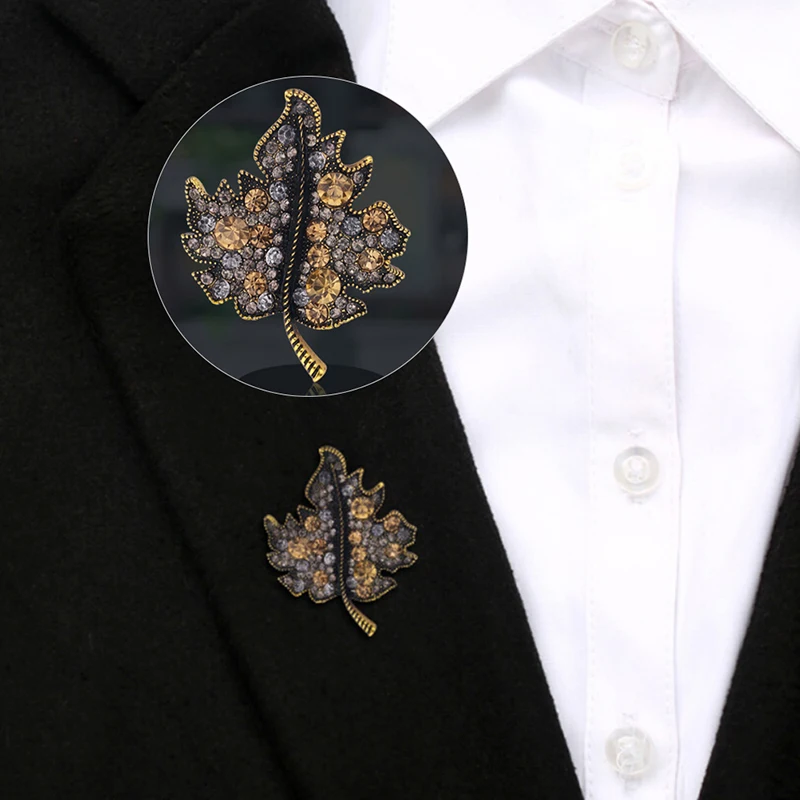 Цветная брошь в форме кленового листа булавки одежда для женщин свадебные стразы