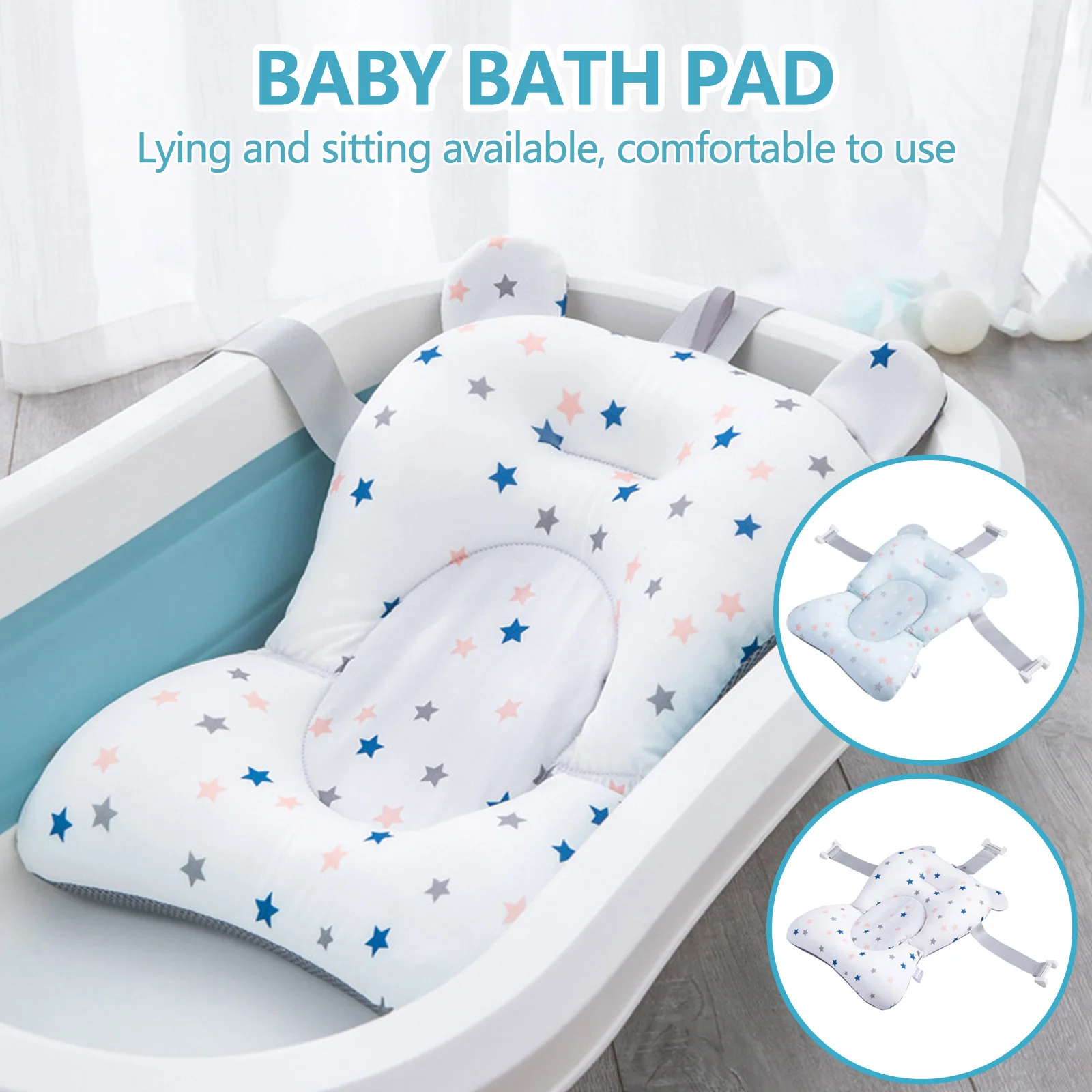 

Baby Bath Pad, Universal Floating Non-slip Infant Bath Tub Cushion Pillow Support Seat for Newborn Boys Girls 0-18 Months