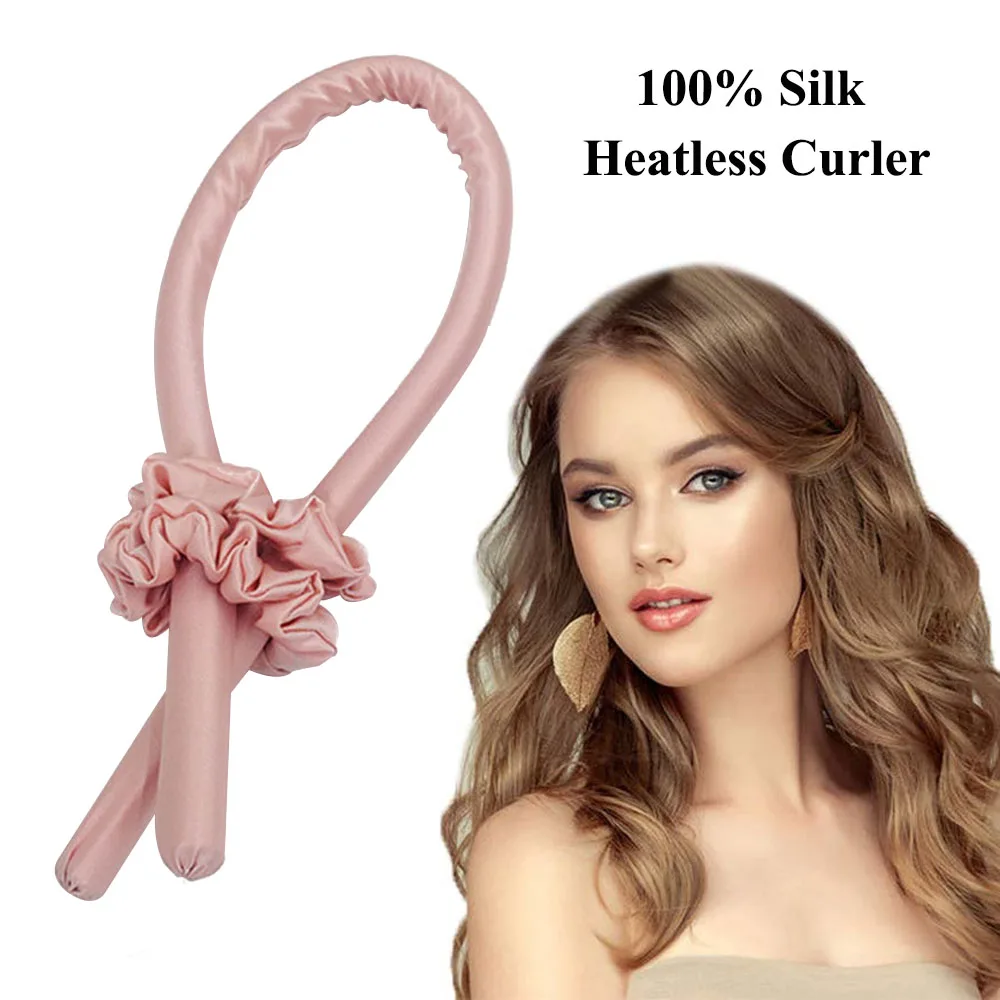 

100% Silk Heatless Curling Rod Headband Curls Silk Ribbon Lazy Curler Hair Rollers Sleeping Soft Wave Formers