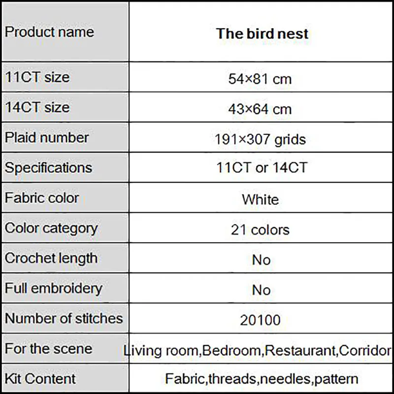 Joy Sunday Птичье гнездо наборы для вышивки крестиком 14CT ткань с изображением