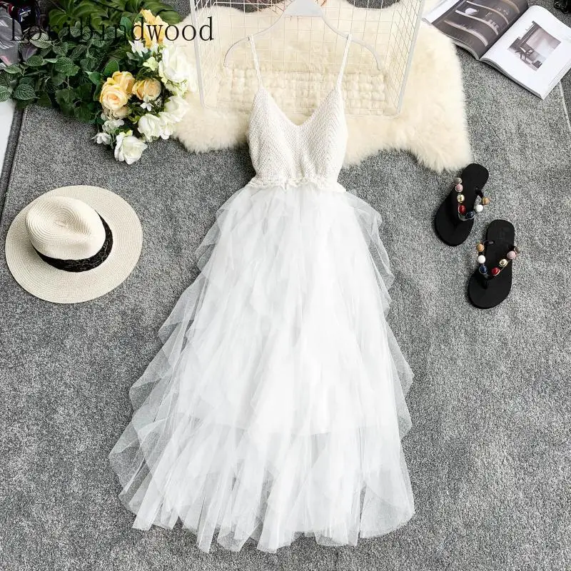 Женское трикотажное Сетчатое платье с каскадными оборками лоскутное вечернее