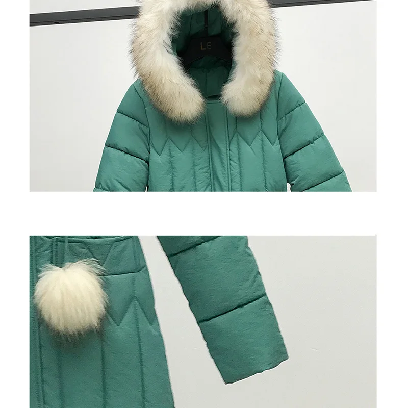 -30 Russia Winter Jacket New Women Hooded Coat Fur Collar Thicken Warm Long coat Female Plus Size Outerwear Parka Ladies OK311 | Женская