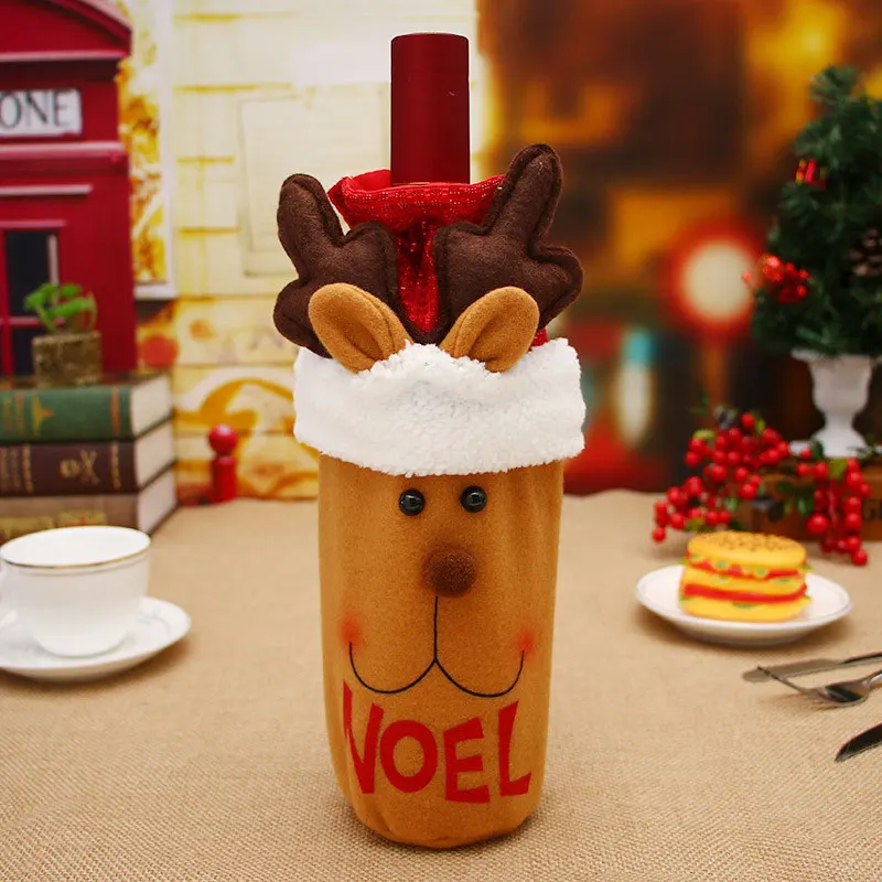 3D Elk Год Рождество Санта/Снеговик винная бутылка пылезащитный чехол Noel Natal рождественские украшения для домашнего ужина Декор - Цвет: 3D Elk