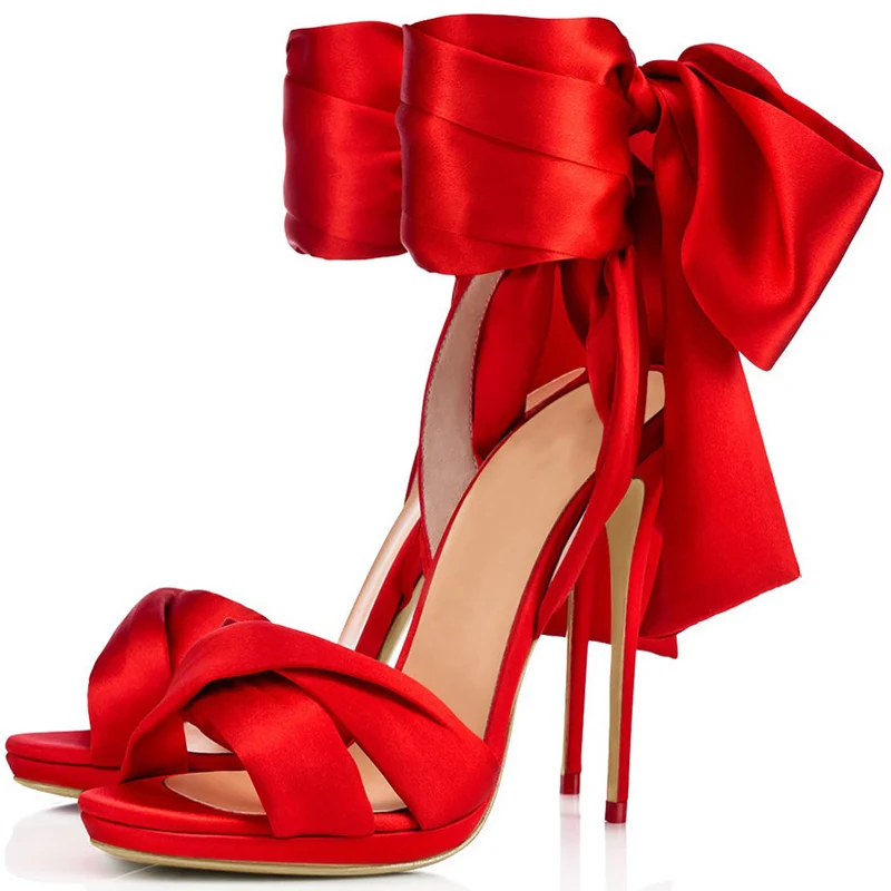 

Women Stiletto Thin High Heels Lace-up Ribbon Tie Sandal Sexy Bridal Evening Party Dress Shoe Fashion Ball Lady Sandals 8-I-SL-1