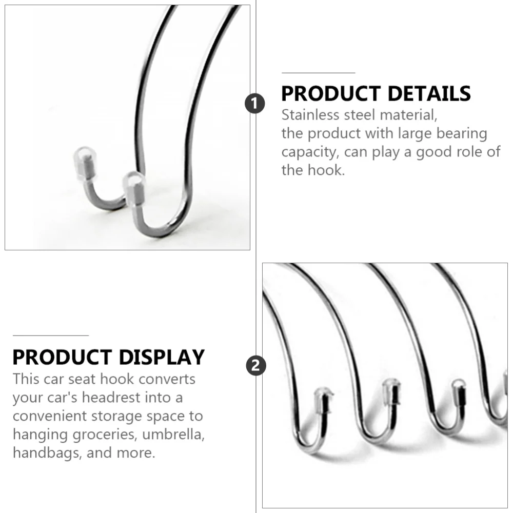 

14Pcs Vehicle Multi-functional Hanging Hook Stainless Steel Seat Headrest Hooks