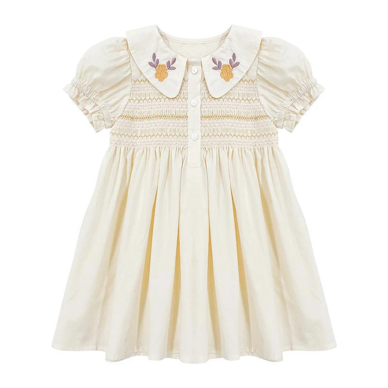 

Girl Dress Short Sleeve Summer Dress Fashion Embroidery Flower Dress Toddler Girl Outfits Children Clothing 2-7years Old