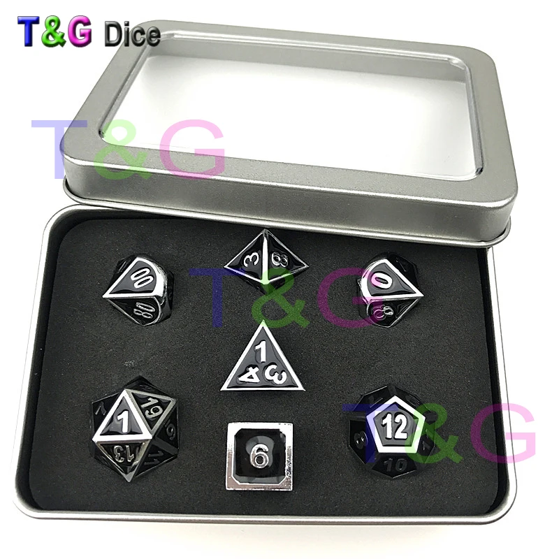 2017 Новый DnD 7 шт./компл. креативные многогранные металлические игральные кости Dado