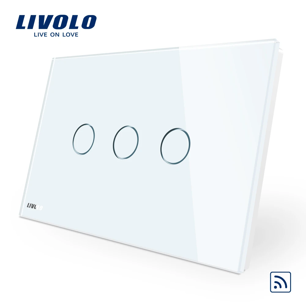 LIVOLO настенный выключатель белого цвета и слоновой кости Стекло Панель AU US C9