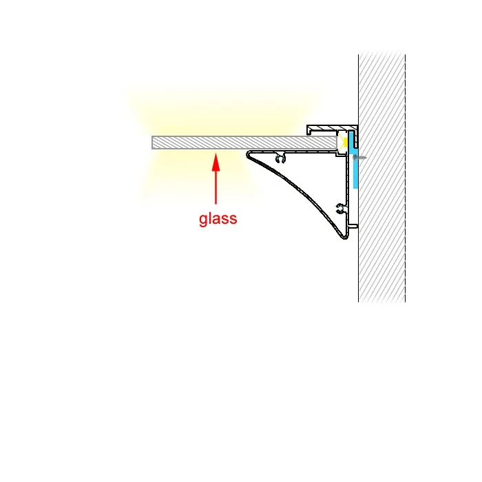 Высококачественный экологичный анодированный серебром со светодиодной подсветкой по краям алюминиевый профиль для светодиодов для стеклянной полки