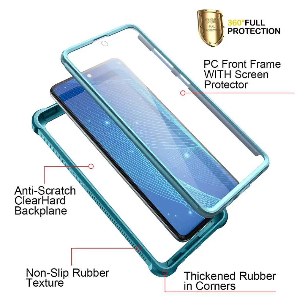 For Samsung Galaxy A71 A51 Cover with Built-in Screen Protector Clear Shockproof Bumper Hard Case Support Wireless Charging | Мобильные