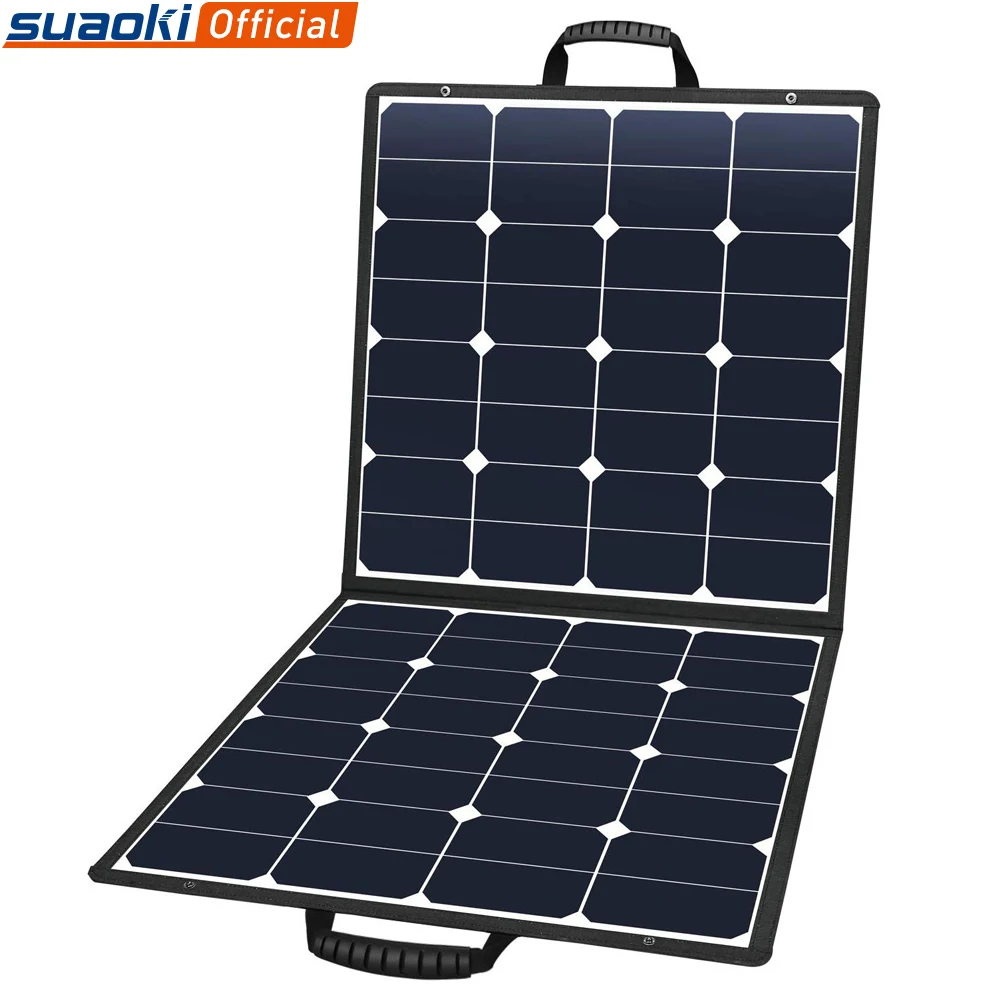 Фото Suaoki 100 Вт 18 в 12 В Солнечная Панель зарядное устройство портативная складная с
