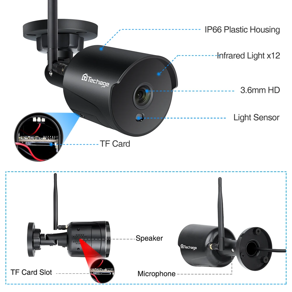 Techage 1080P Wi Fi камера видеонаблюдения IP двухсторонняя аудио наружная