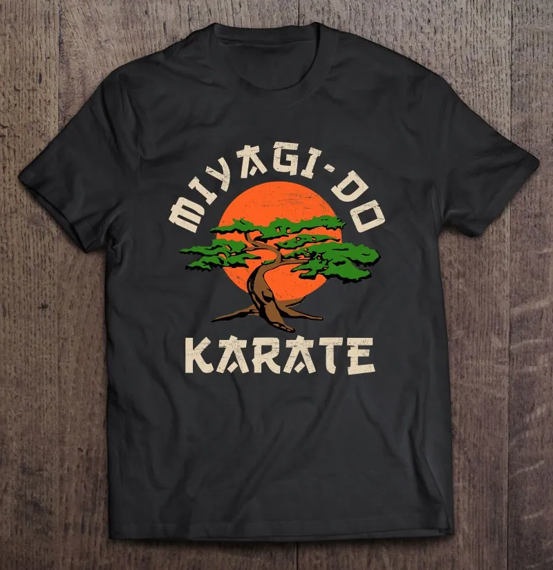 Винтажные Мияги делать футболка каратэ бонсай дерево с коротким рукавом