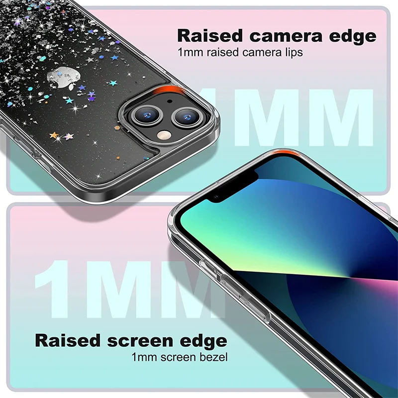 Glitter Clear Phone Case for iPhone 13 12 11 Pro Max Mini X XS XR 7 8 Plus SE 2 Bling Star Sequins Soft Silicon Shockproof Cover