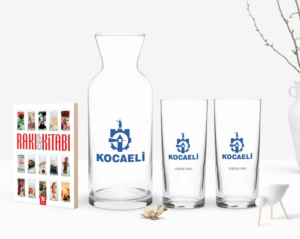 

Персонализированные Цветные принты коджаэли дизайн туристических двойной Arrack чашки графин и карманная книжка подарок Seti-1