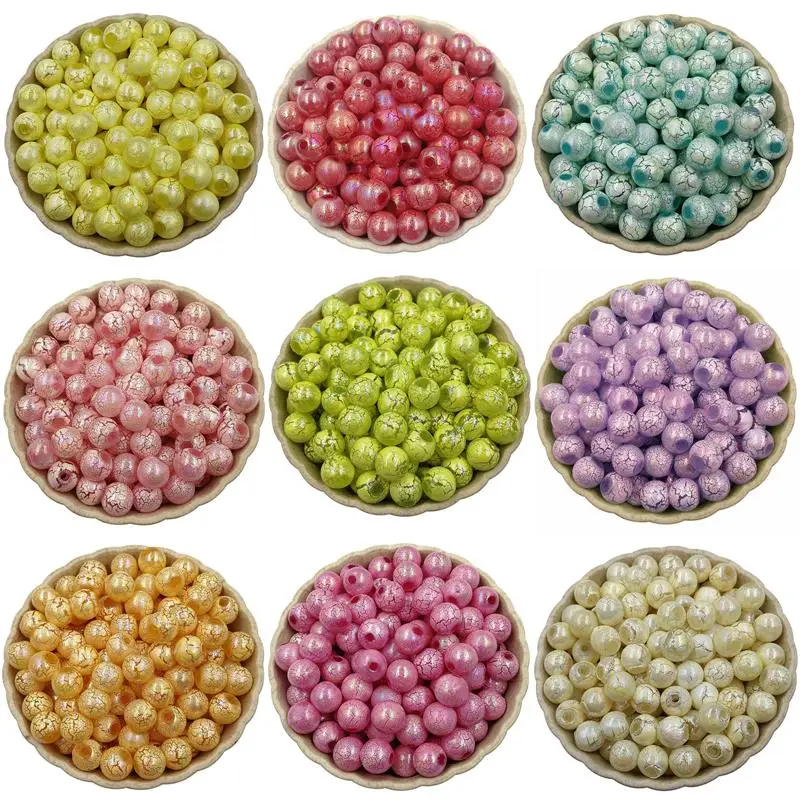 

50 шт., акриловые бусины с отверстиями, ярких цветов