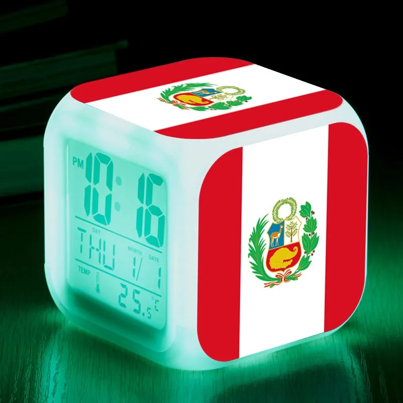Термометр светодиодный цифровой будильник с термометром флаг Перу светящийся