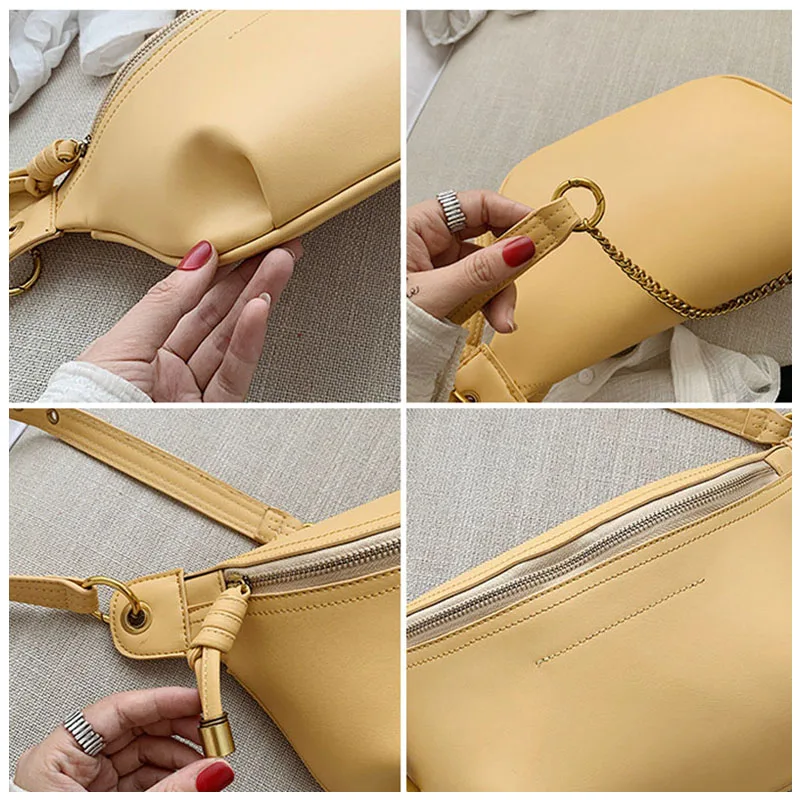 

Women's Fashion Waist Bag Fanny Pack PU Leather Brand Crossbody Chest Bag High Quality Female Chain Waist Pack Shoulder Bags