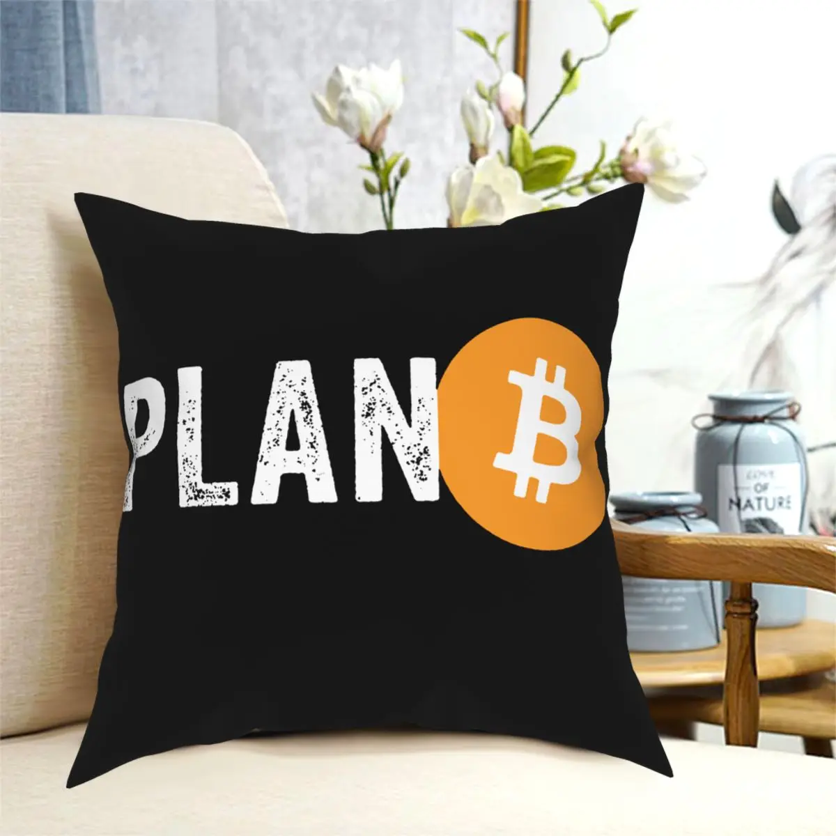 Двусторонняя наволочка для дивана из полиэстера с принтом криптовалюты - купить