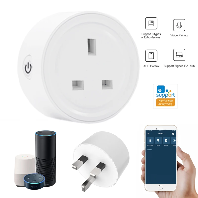 Смарт розетка EWelink ZigBee Wi Fi Разъем 10 А Великобритания голосовое управление