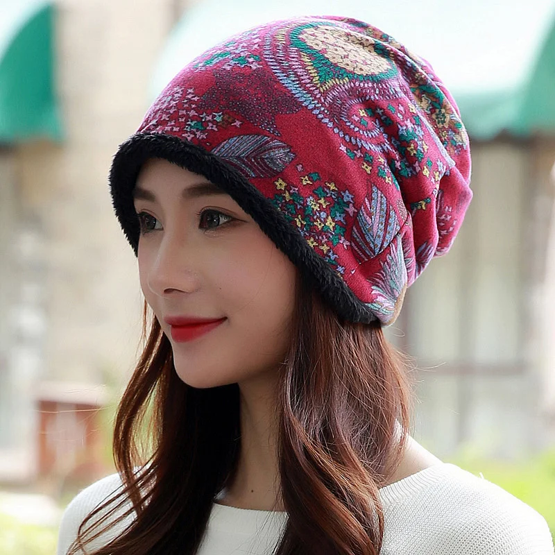 

Hat women autumn and winter Korean version plus velvet warm bag head hat winter hat ear protection head cap neck casual moon hat
