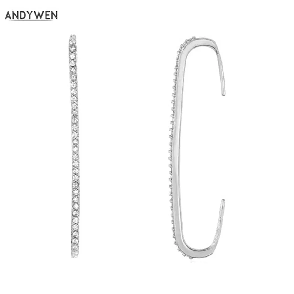 Серьги каффы ANDYWEN из стерлингового серебра 925 пробы ручной работы роскошные
