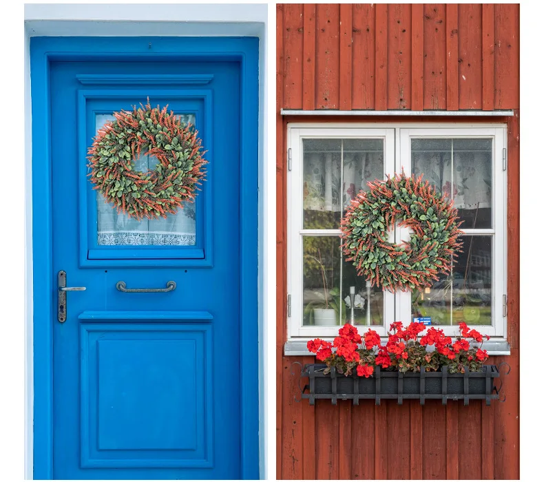 

New Encrypted Artificial Plant Lavender Wreath Wedding Home Hotel Restaurant Outdoor Garden Door and Window Decoration Pendant