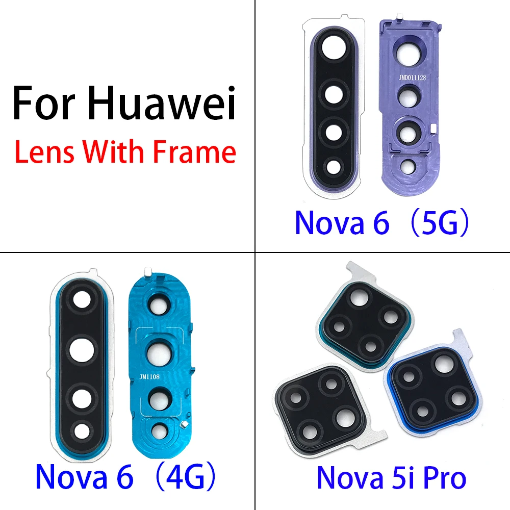 

5pcs/lot Housing Back Rear Camera Glass Lens For Huawei Nova 5i Pro / Nova 6 4G / Nova 6 5G With Cover Frame Holder