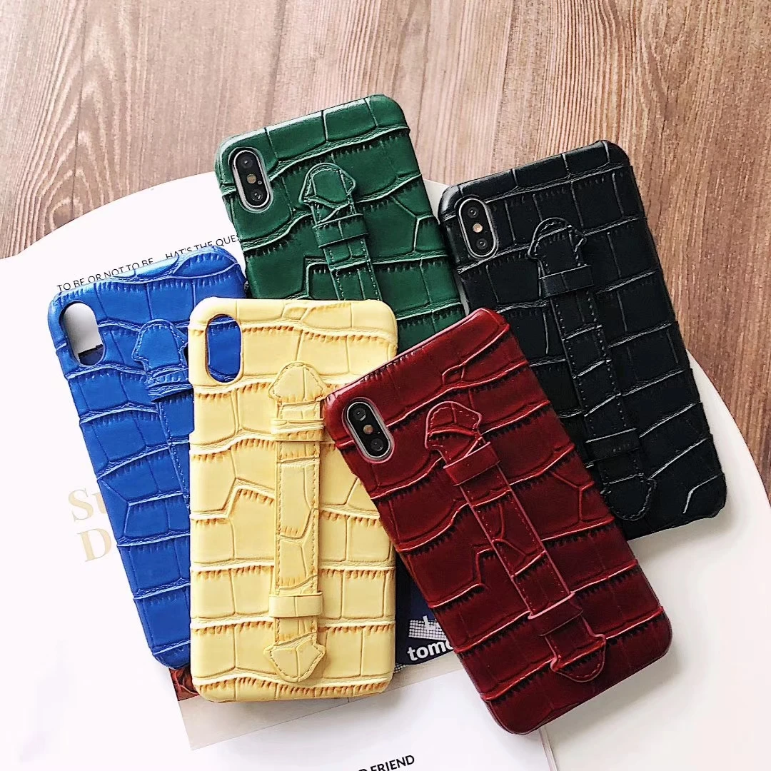 pu leather phone case for iphone 6s 6 7 8 plus x crocodile stripe bracelet buckle cases for iphone 11pro x xs xr xsmax cover free global shipping