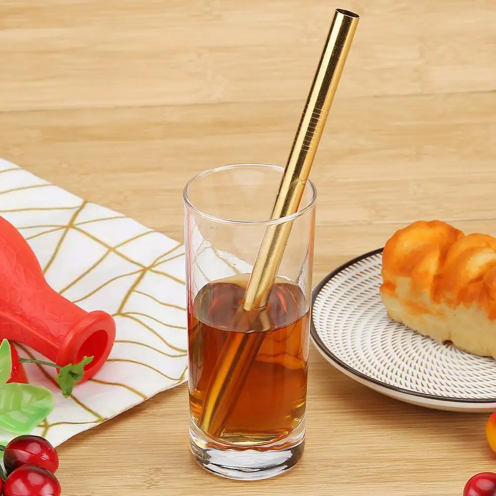 

5pcs/Set Reusable Straw Stainless Steel Straight Bent Drinking Straws Clean Brush Straws Sets Party Drinking Accessories