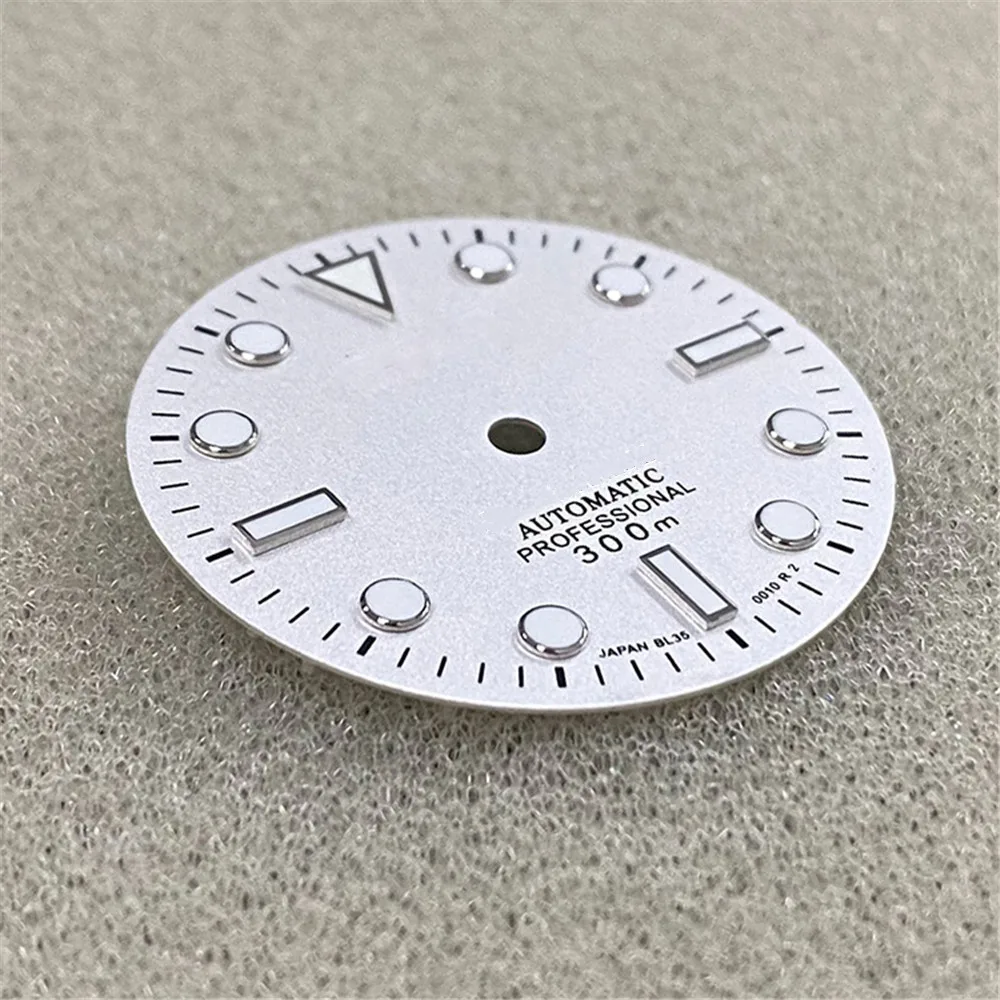 

Циферблат для часов, запасные части для часов NH35A/NH36, 29 мм, песок, белый циферблат, зеленый светящийся циферблат