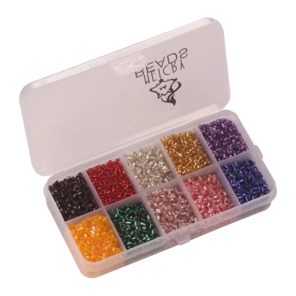 

2500 Set Glass Seed Beads, 10 Assorted Colors Craft Seed Beads with Organizer