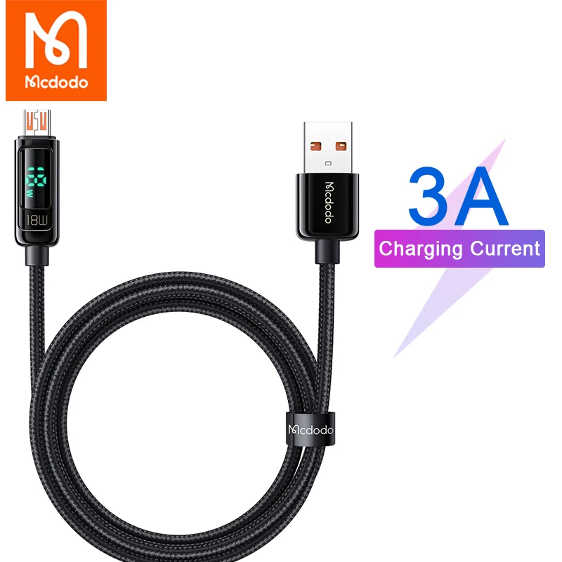 

Mcdodo Micro USB Cable 18W Fast Charging For Xiaomi Redmi Samsung USB Micro Cable 3A Quick Charger Digital Display Data Cord